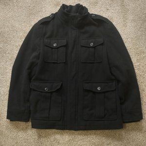 Merona Large Black Four Pocket Wool Jacket
